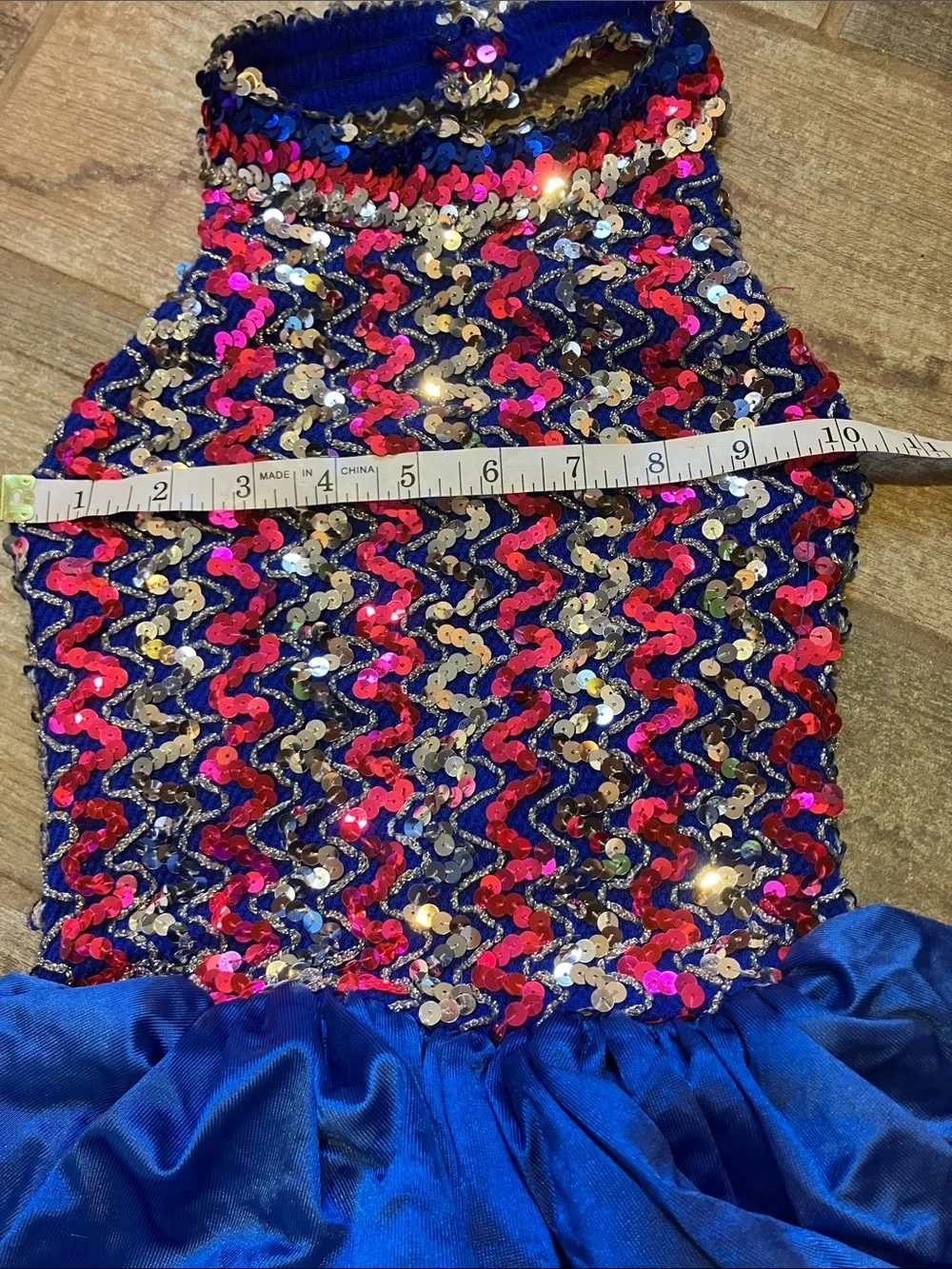 WOLFF-FORDING &CO Blue  Sequin Halter Neck Dance Costume for Kids